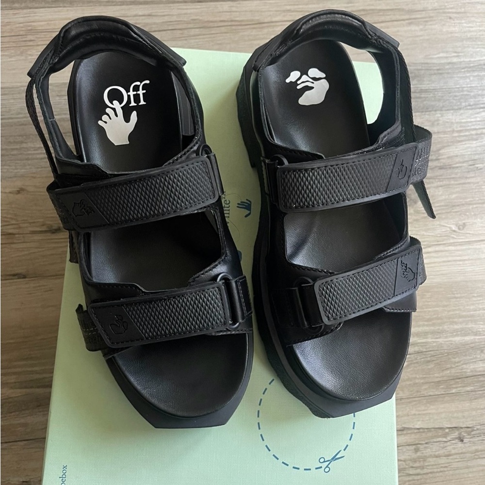 Off-White Black Adjustable Sandals